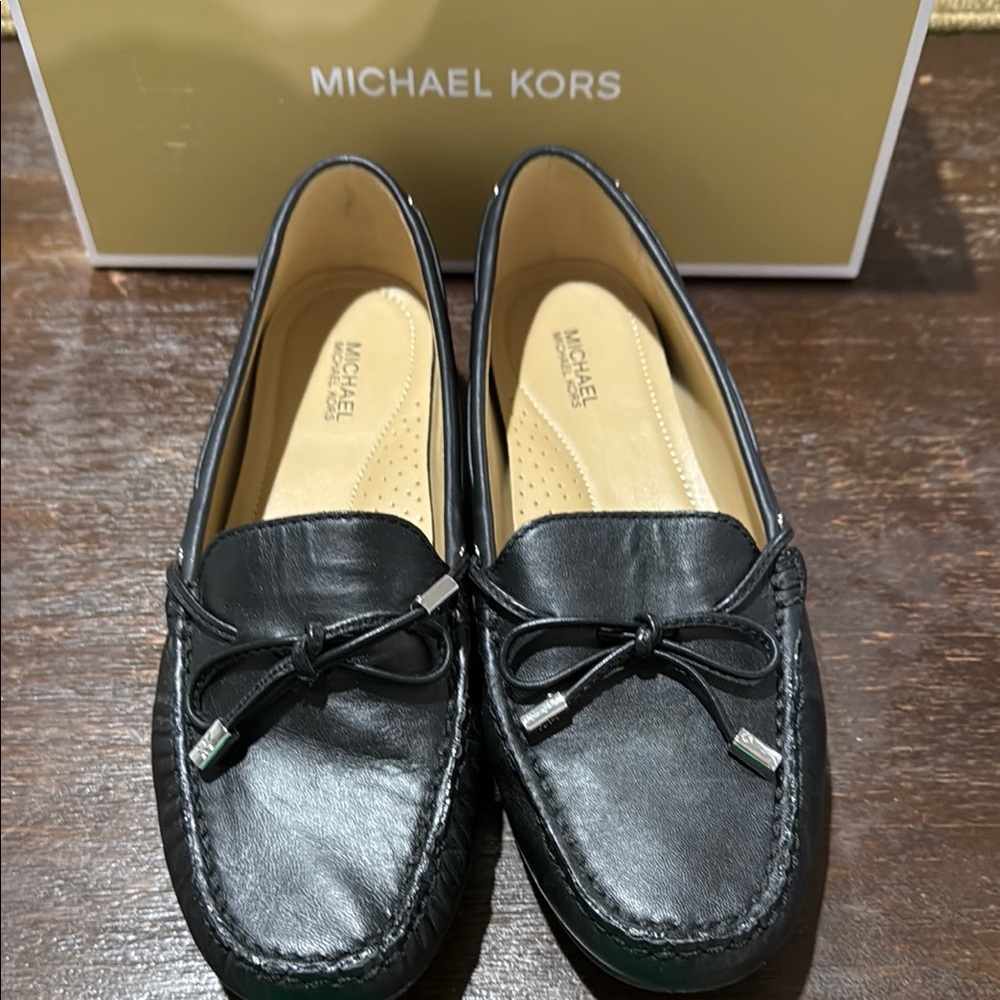 Michael Kors Black Leather Loafers for Women